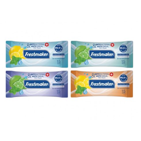 Freshmaker Antibacterial nedves törlőkendő 15 db