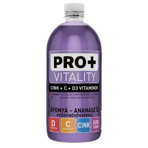 Power Fruit Pro+  Vitality 750ml Áfonya-Ananász gyógynövényekkel, Cink C,D vitaminok