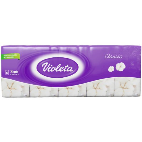 Violeta papír zsebkendő 3 rétegű 10x10 db - classic soft