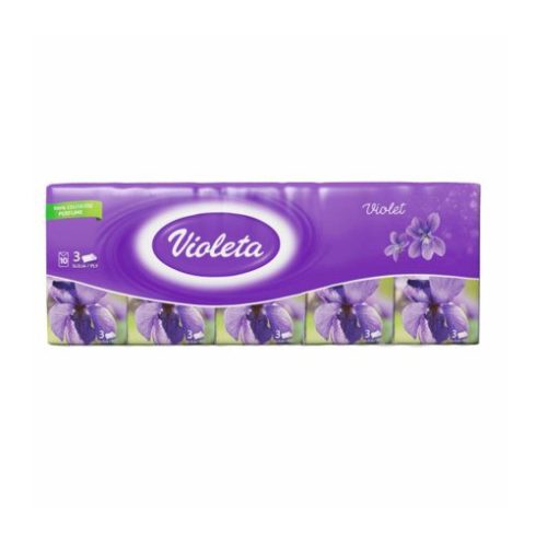 Violeta papír zsebkendő 3 rétegű 10x10 db - ibolya