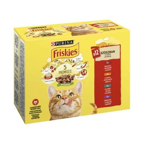 Friskies WC Multipack 12x85g -  Csirke/Marhahús/Bárány/Kacsa (macska)