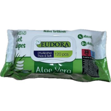   Eudora nedves törlőkendő 120 lapos (zárható) - Aloe vera