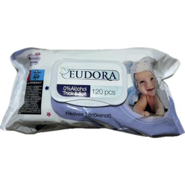   Eudora nedves törlőkendő 120 lapos (zárható) - Talco (púderes)