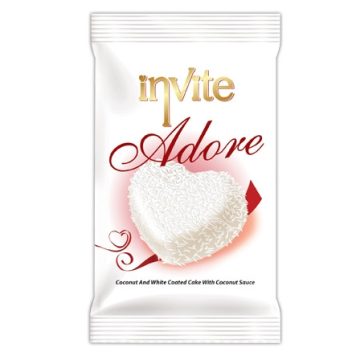   Invite Adore 50g fehér tejbevonóba és kókuszba mártott piskóta kókusz ízű krémmel töltve