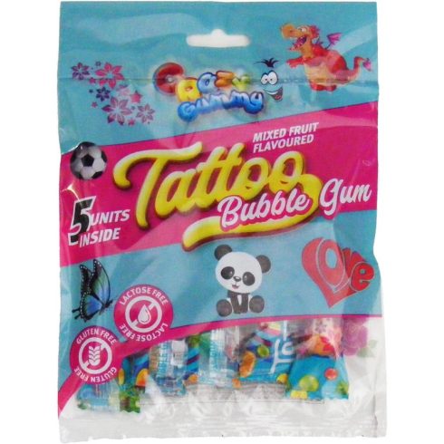 Crazy Gummy Tattoo vegyes gyümölcs ízű rágógumi tetoválós matricával 50g