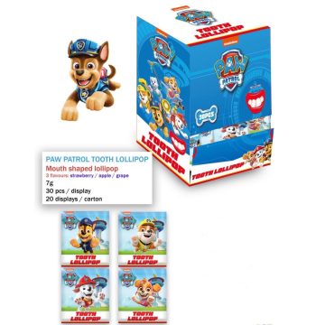 Paw Patrol Tooth Lollipop 7g eper/alma/szőlő ízekben