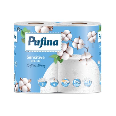 PUFINA toalettpapír 4db 3 rétegű Sensitive Auabond