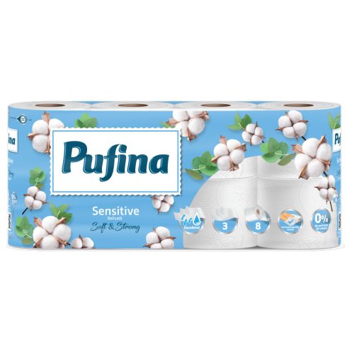 PUFINA toalettpapír 8db 3 rétegű Sensitive Aquabond