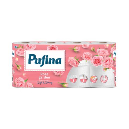 PUFINA toalettpapír 8db 3 rétegű Rose Garden